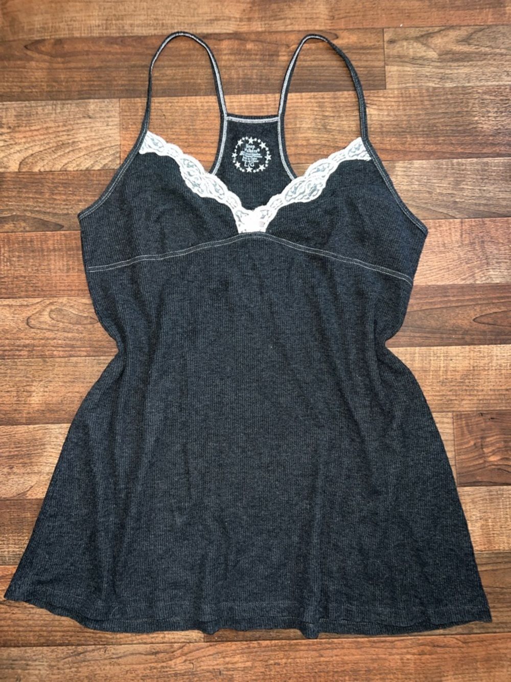 Charcoal and White Lace Sleep Cami